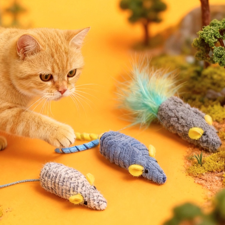 Catnip Interactive Plush Mouse - Kat Speelgoed 3 stks Pluche Gesimuleerde