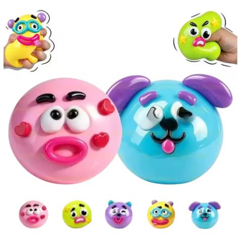 Interactive Squeaky Plush Dog Toy - DIY Smushers Squishy Hondengezicht Wisselbaar Zachte