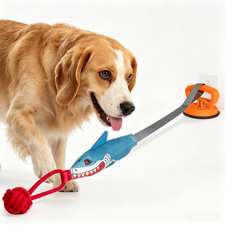 Suction Cup Dog Tug Toy - Zuignap hondenspeeltje, handsfree zelfvermaakend katoenen touwknoopspeeltje,