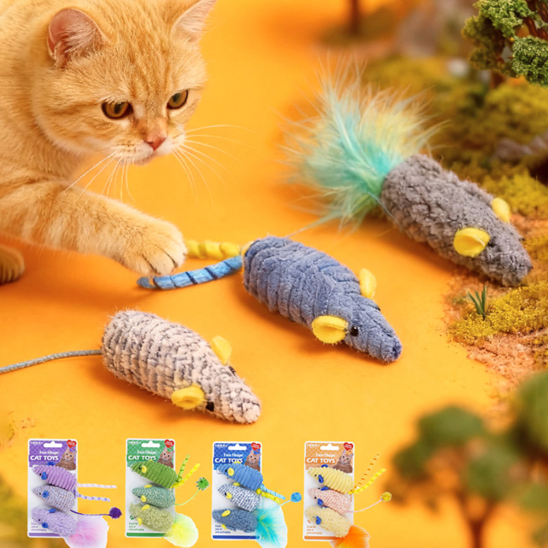 Catnip Interactive Plush Mouse - 3pcs Realistische Muis Pluche Kat Speelgoed