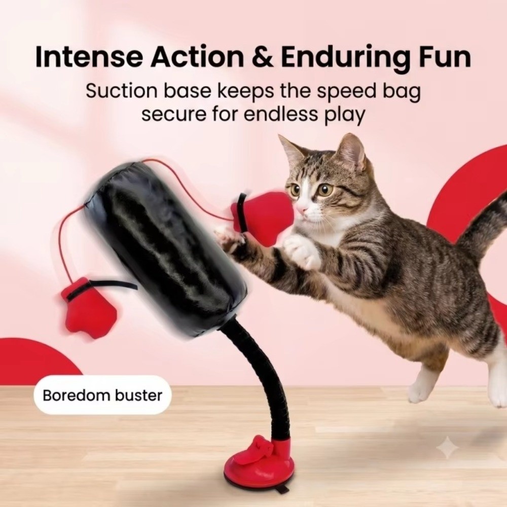 Interactive Squeaky Plush Dog Toy - Zuignapvoet Kat Boksspeelgoed Zelfstaand Veerbelast Kattenkrabpaal