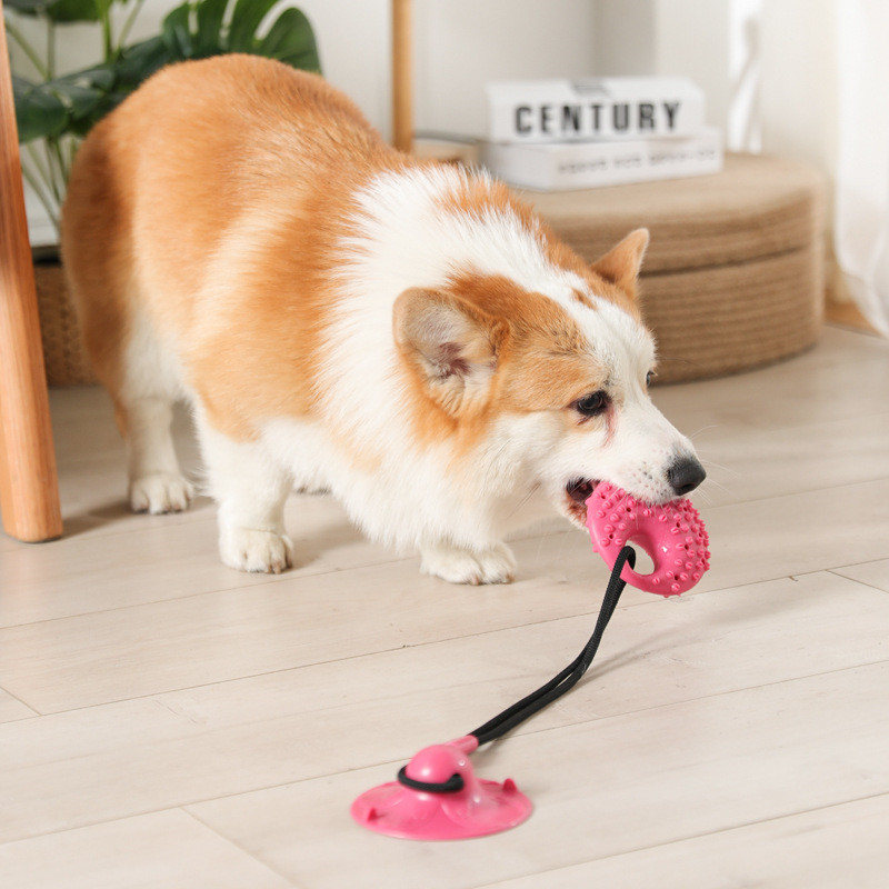 Suction Cup Dog Tug Toy - Hondenspeelgoed Siliconen zuignap Sleepboot Interactief hondenbalspeelgoed