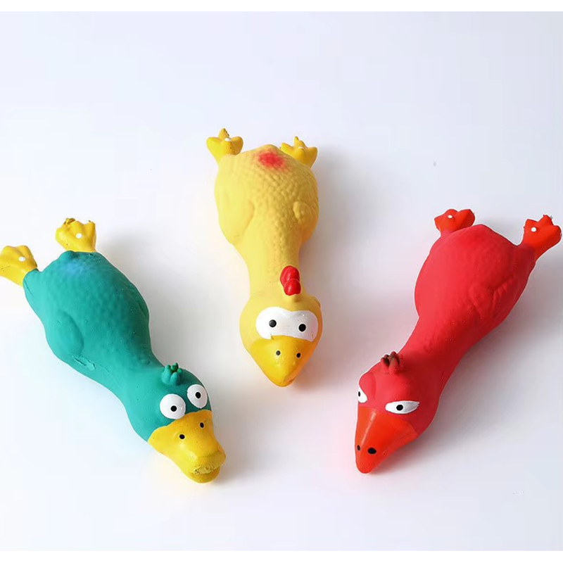 Interactive Squeaky Plush Dog Toy - Schattige hond piepspeelgoed Latex kipvorm Duurzaam