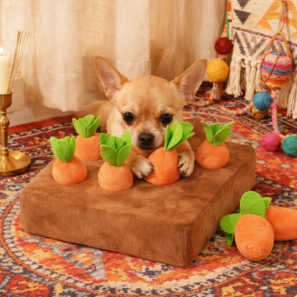 Dog Puzzle Feeder Toy - Stressverlichtende wortelsnuffelmat met verwijderbare wortels, mentale