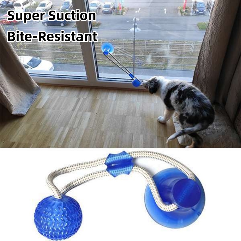 Suction Cup Dog Tug Toy - Duurzame zuignap hondentuigspelletje interactief TPR kauwbal