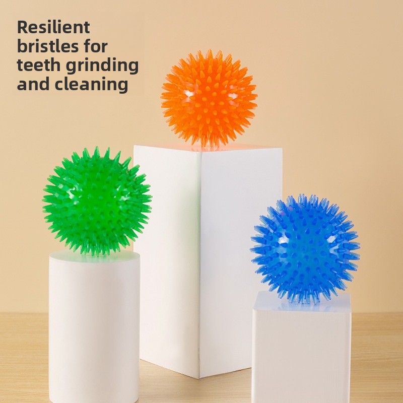 Indestructible Dog Chew Toy - Hoog-elastische TPR piepende, stekelige hondenbal –
