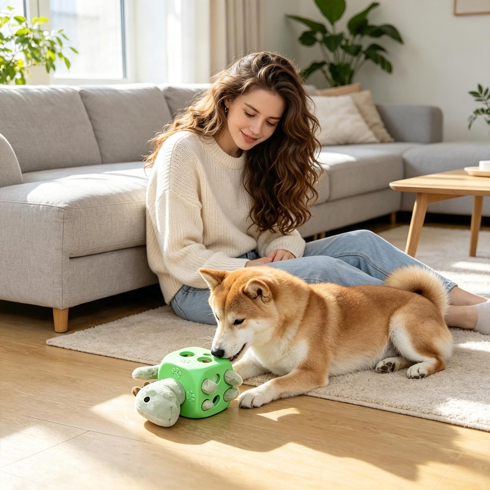 Rubber Treat Dispensing Dog Toy - Interactief hondenspeelgoed Interactieve verrijking Piepende dieren