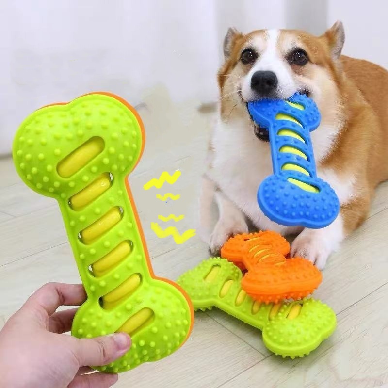Duurzaam rubberen kauwspeeltje - Teeth Cleaning Dog Chew Bone recensie en prijs